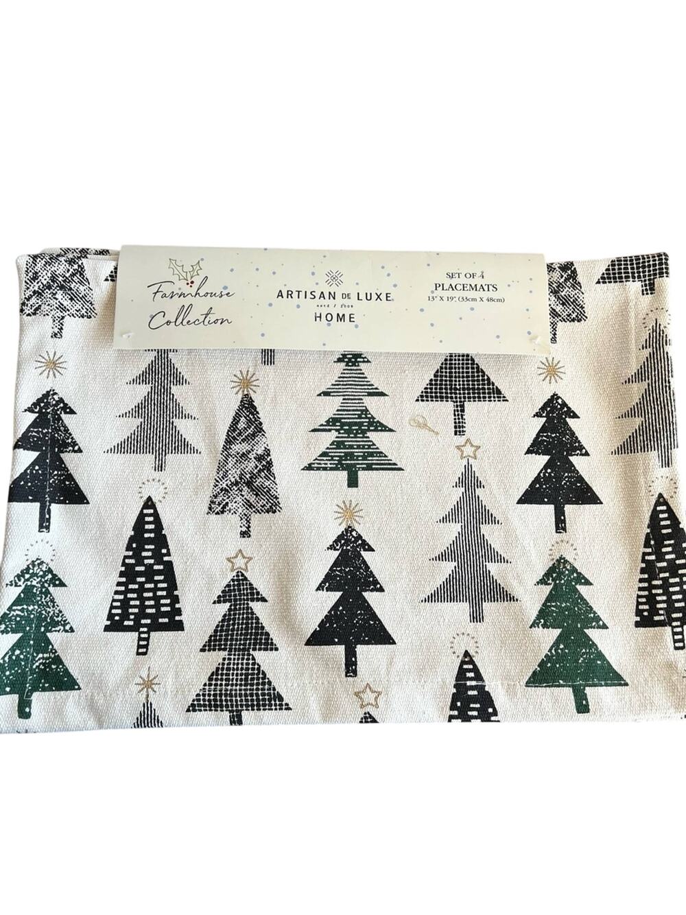 Pine Tree Printed Set of Four Cream Placemats  - NWT